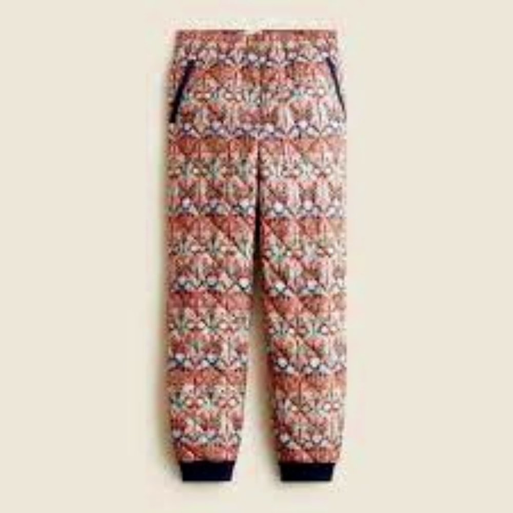 J. Crew / Liberty of London Quilted Puffer Jogger Pant, May Nouveau, 8 , NWT
